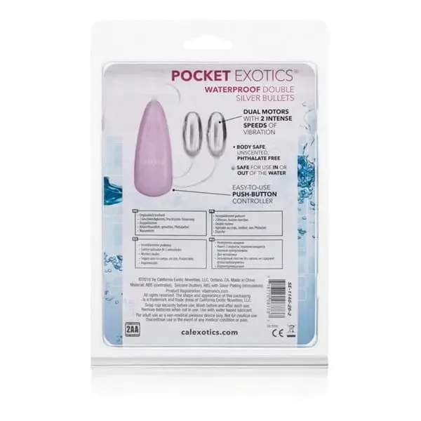 Female Sex Toys CalExotics Pocket Exotics Double Silver Bullet Water Prooof Female Sex Toys CalExotics Pocket Exotics Double Silver Bullet Water Prooof