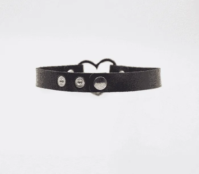 Love in Leather Couples Vegan Heart Bondage Collar