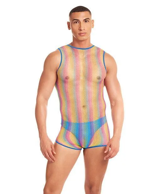 Anal Rene Rofe Rainbow Party Pride Star Mesh Singlet 2 pc Set Rainbow