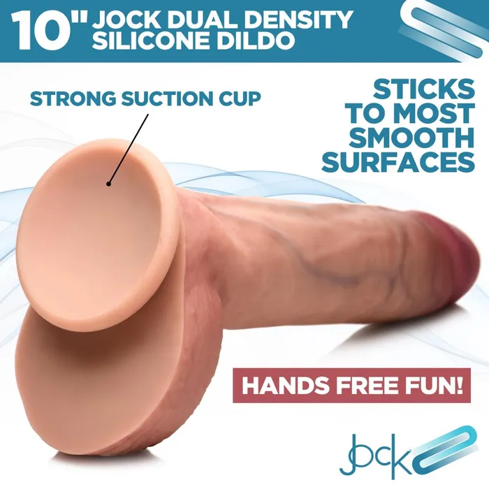 Jock Female Sex Toys Jock 10 Dual Density Silicone Dildo with Balls Light Jock Female Sex Toys Jock 10 Dual Density Silicone Dildo with Balls Light