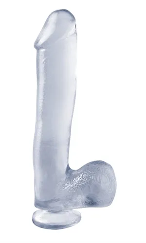 Pipedream Dildos Basix Rubber Works 10 Inch Dong With Suction Cup Clear