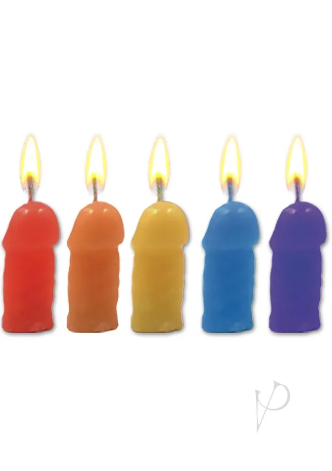 Anal Rainbow Rainbow Pecker Party Candles Assorted Colors 5 Each Per Pack