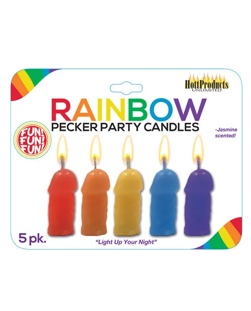 Anal Rainbow Rainbow Pecker Party Candles Assorted Colors 5 Each Per Pack