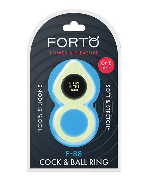 Forto Male Sex Toys Forto F88 Double Ring Liquid Silicone Cock Ring Glow in the Dark
