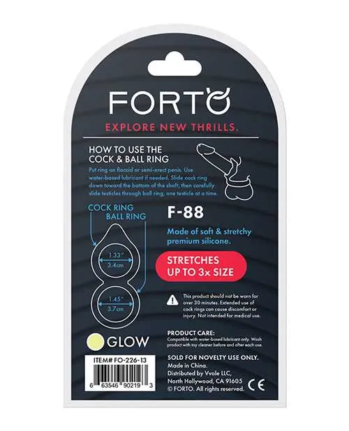 Forto Male Sex Toys Forto F88 Double Ring Liquid Silicone Cock Ring Glow in the Dark