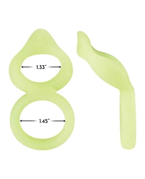 Forto Male Sex Toys Forto F88 Double Ring Liquid Silicone Cock Ring Glow in the Dark