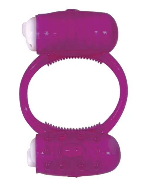 Hott Products Couples Humm Dinger Double Dinger Dual Vibrating Cock Ring Purple