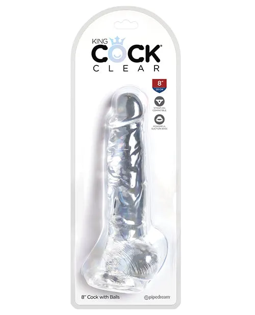 King Cock Dildos King Cock Clear Dildo with Balls 8in Clear