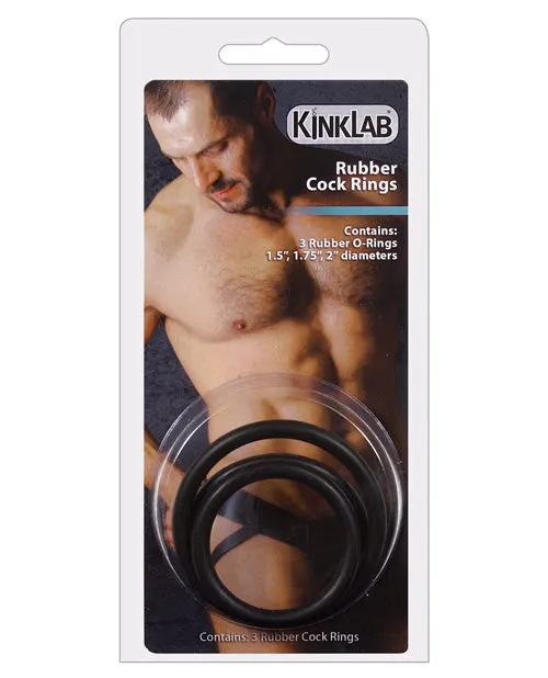 Male Sex Toys Kinklab KinkLab Rubber Cock Ring Pack of 3