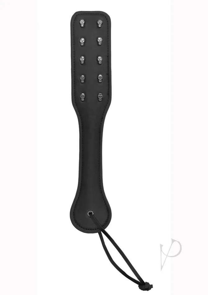 Ouch Restraints Ouch Skulls and Bones Leather Paddle with Skulls Black
