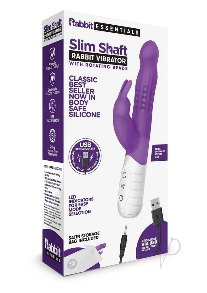 Rabbit Essentials Silicone Rechargeable Slim Shaft Rabbit Vibrator Purple Rabbit Essentials Vibrators Rabbit Essentials Silicone Rechargeable Slim Shaft Rabbit Vibrator Purple Rabbit Essentials Vibrators