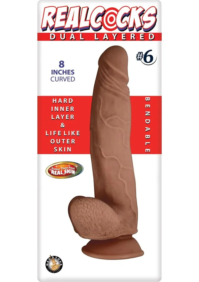 Realcocks Realcocks Dual Layered 6 Bendable Dildo Curved 8in Caramel Dildos Realcocks Realcocks Dual Layered 6 Bendable Dildo Curved 8in Caramel Dildos