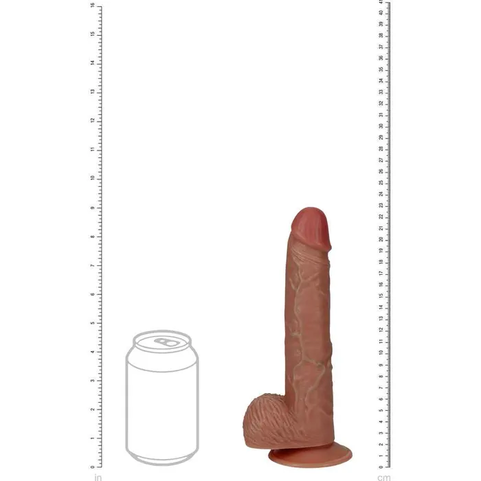 REALROCK 9 Inch Vibrating Dildo with Balls Tan Shots Toys Female Sex Toys