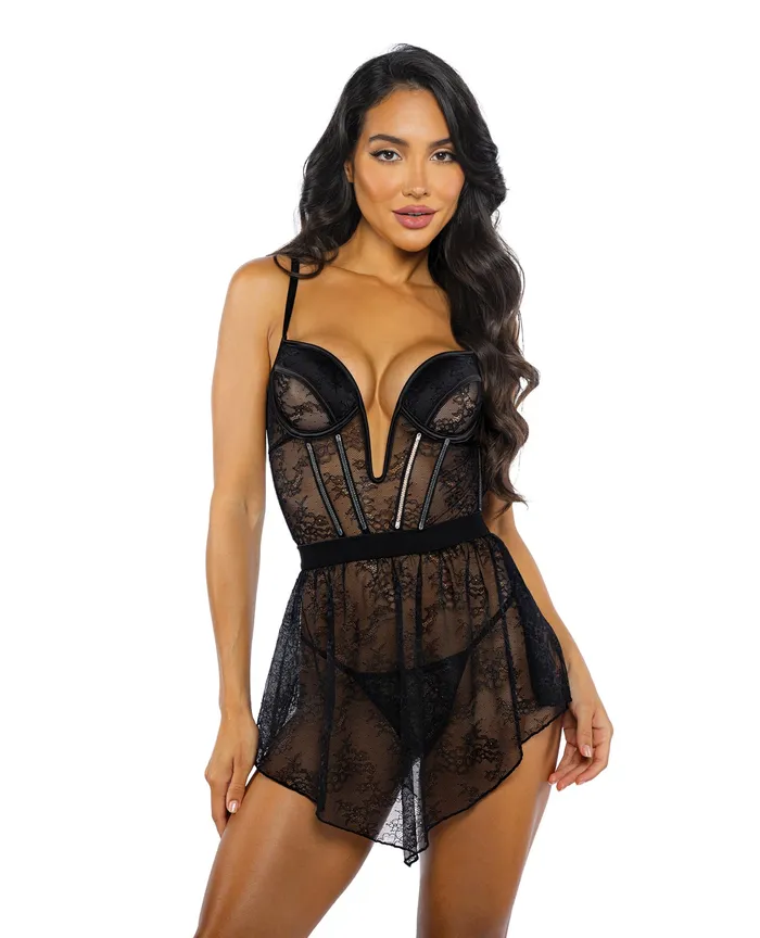 Roma Confidential Anal Belle Noir Chantilly Lace and Satin Garter Skirt 3 pc Set Black XL Roma Confidential Anal Belle Noir Chantilly Lace and Satin Garter Skirt 3 pc Set Black XL