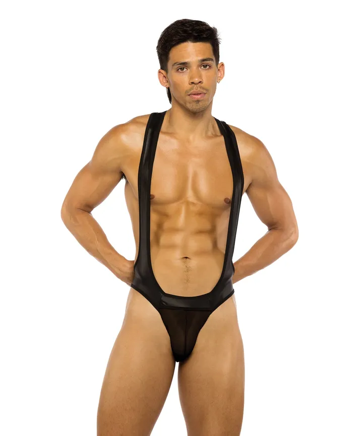 Roma Confidential Anal Mens Wrestling Jockstrap Singlet Black LG