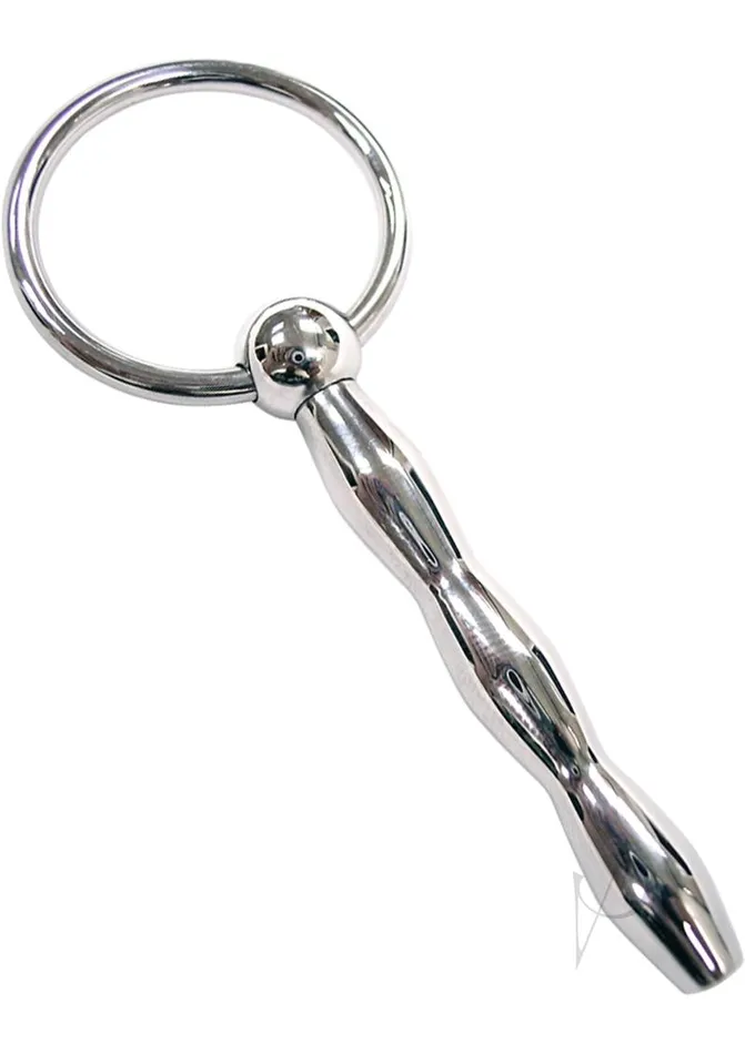 Rouge Rouge Ribbed Stainless Steel Urethral Probe Silver Male Sex Toys