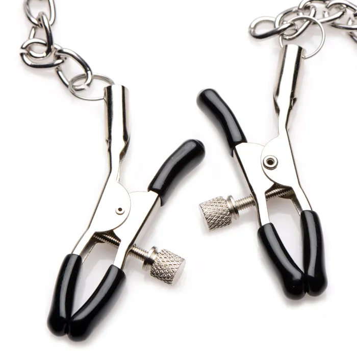 Silicone Bit Gag with Nipple Clamps Strict Female Sex Toys