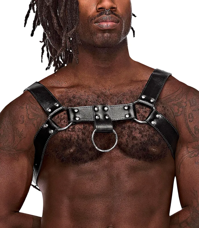 Male Power Mens Underwear Aries Leather Harness One Size Black