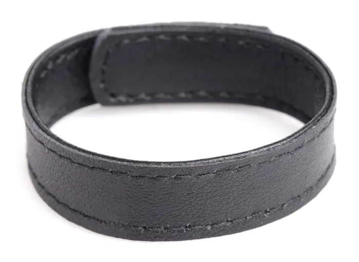 Male Sex Toys Leather and Velcro Cock Ring Black XR Brands Strict