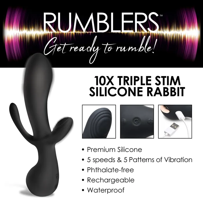 10X Triple Stim Silicone Vibrator XR Brands Vibrators