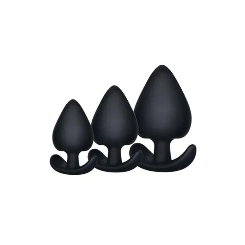 Anal Cheap Products Kick Up 3 in 1 Silicone Anal Training Set Black 7A