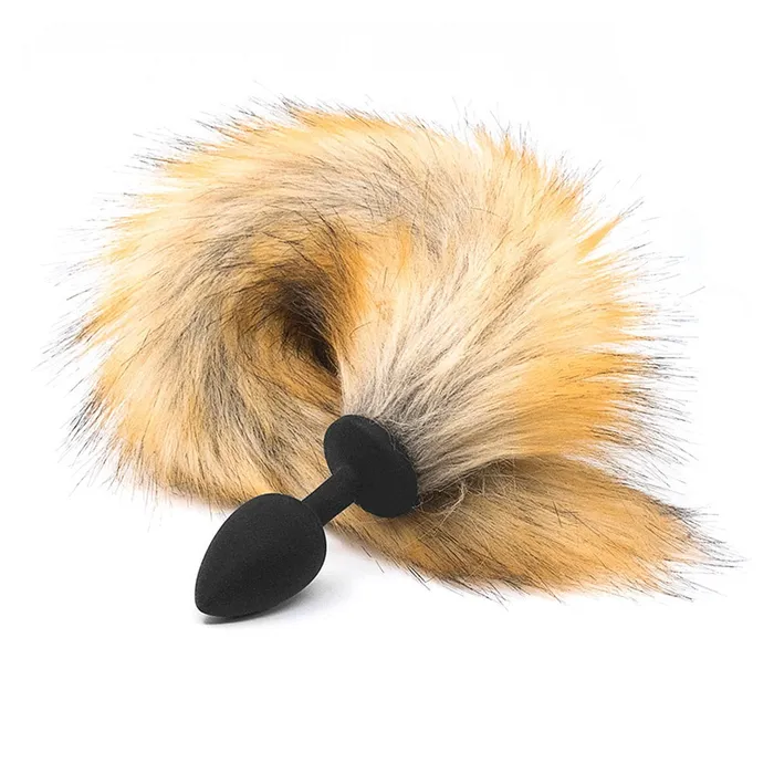 Anal pluglust 18 TAIL BROWN FOX TAIL SILICONE PLUG