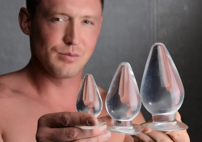 Anal XR Brands Triple Cones 3 Piece Anal Plug Set Clear