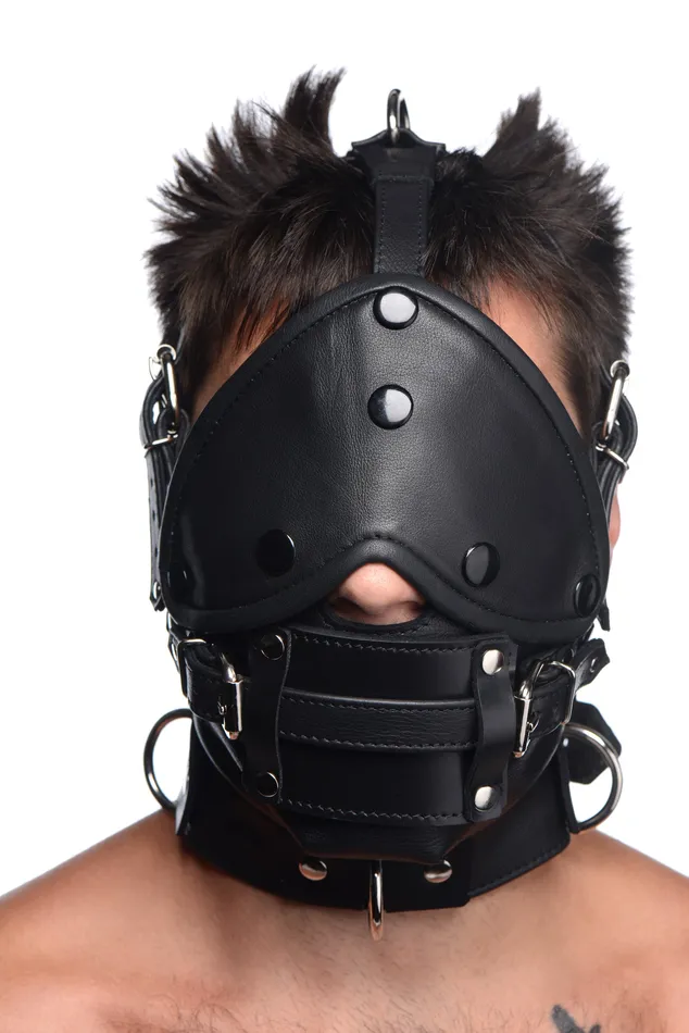 Female Sex Toys Leather Head Harness with Removeable Gag XR Brands