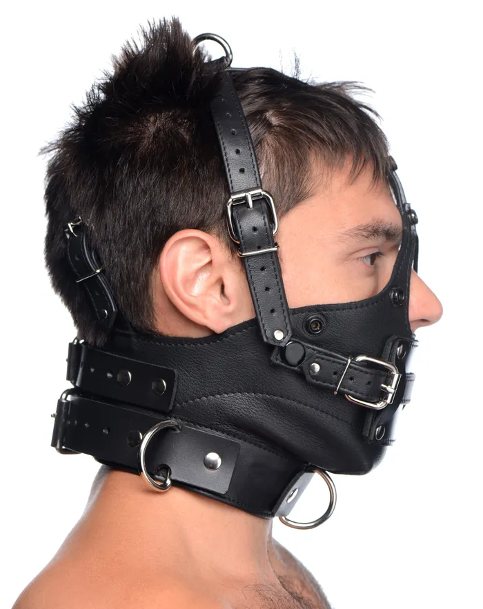 Female Sex Toys Leather Head Harness with Removeable Gag XR Brands