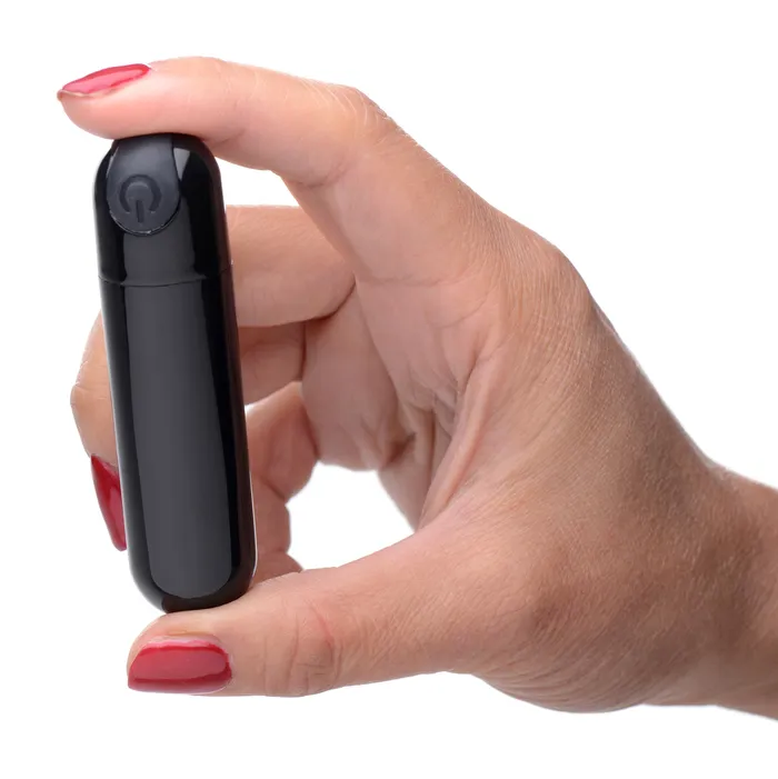 Female Sex Toys XR Brands 10X Rechargeable Vibrating Metallic Bullet Black