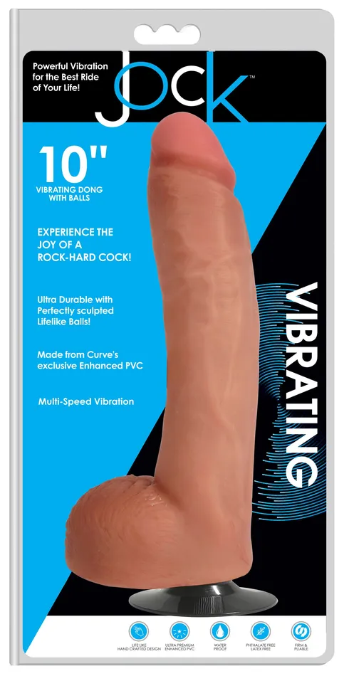 JOCK 10 Inch Vibrating Dong with Balls Curve Toys Dildos JOCK 10 Inch Vibrating Dong with Balls Curve Toys Dildos