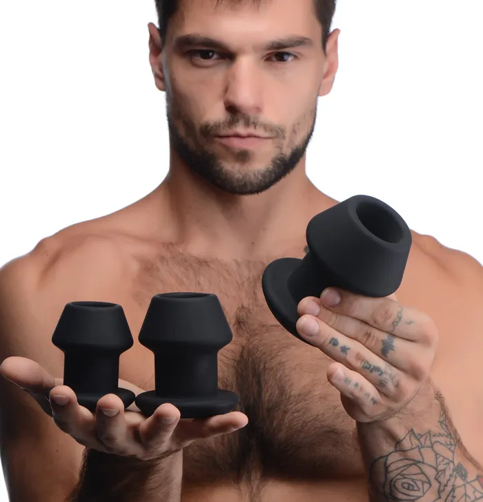 Male Sex Toys XR Brands GapeGrommets 3 Piece Hollow Silicone Anal Dilator Set