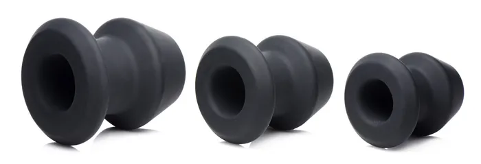 Male Sex Toys XR Brands GapeGrommets 3 Piece Hollow Silicone Anal Dilator Set