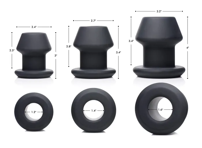 Male Sex Toys XR Brands GapeGrommets 3 Piece Hollow Silicone Anal Dilator Set