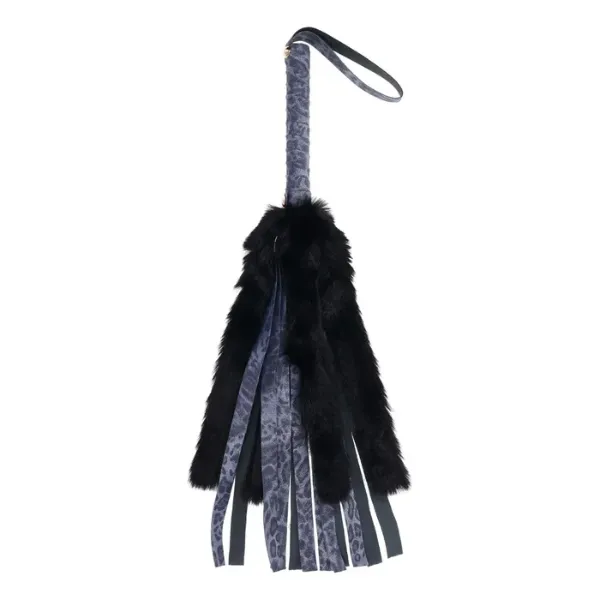 Vibrators OSAS Sex Mischief Cougar Faux Fur Flogger Navy Blue