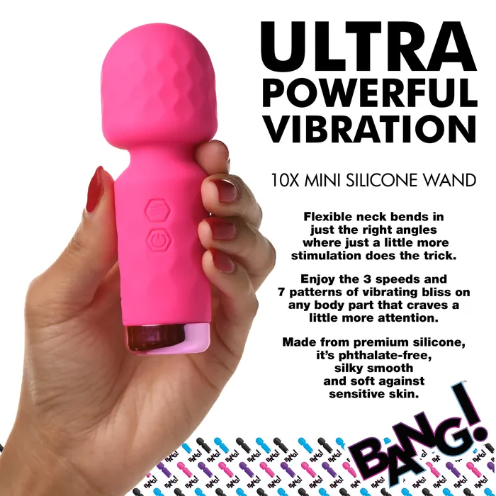 XR Brands Vibrators 10X Mini Silicone Wand Pink