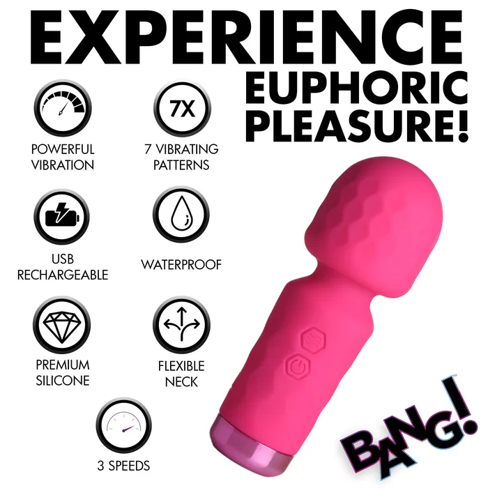 XR Brands Vibrators 10X Mini Silicone Wand Pink